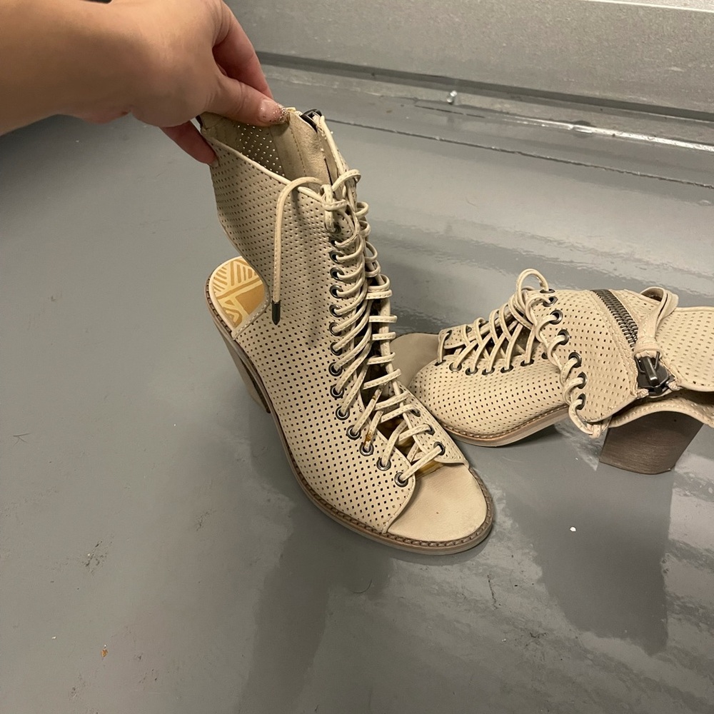 Tan lace up heels